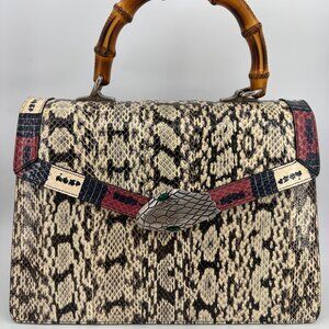 Gucci Snakeskin Small Lilith Bamboo Top Handle Bag